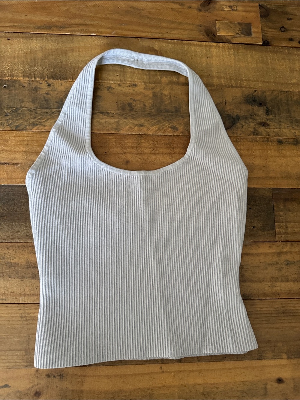 Babaton Light Gray Ribbed Halter Tank